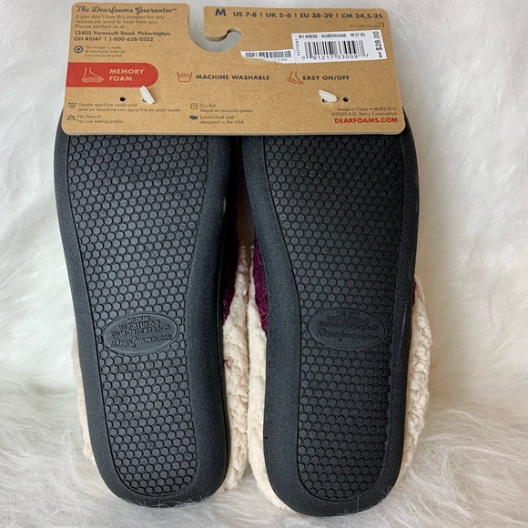 NWT Dearfoams Slippers fits size 7-8 Maroon color - Picture 3 of 4